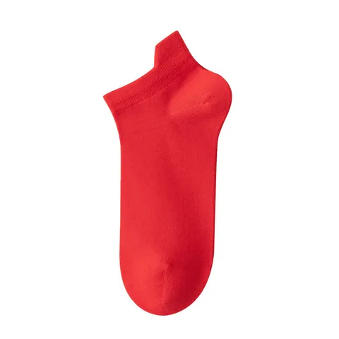Women's Solid Color Cotton Crew Socks Breathable Deodorant Red Socks For Wedding Party Daily Wear Winter Spring