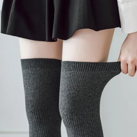 Women's Over The Knee Cotton Long Socks Solid Color Slimming Thigh High Warm Stockings Daily Fashion Hosiery