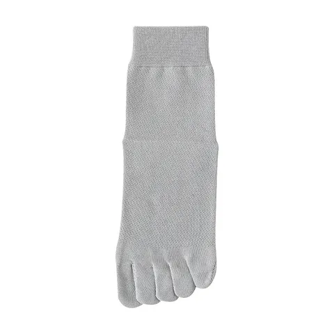 Men Cotton Toe Socks Breathable Mesh Five Finger Crew Socks Anti-Odor Sweat-Absorbent Solid Color Sports Socks