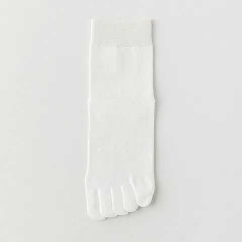 Men Cotton Toe Socks Breathable Mesh Five Finger Crew Socks Anti-Odor Sweat-Absorbent Solid Color Sports Socks
