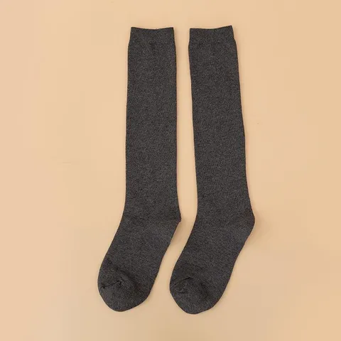 Damen Einfarbige Lange Wadensocken Weiche Atmungsaktive Baumwolle Über Dem Knie Warme Winterstrümpfe Tägliche Casual Socken