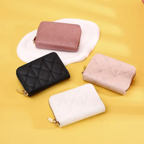 Cartera Corta de Cuero PU Acolchada de Corazón para Mujer Portatarjetas de Acordeón de Lujo Monedero con Cremallera Cartera Pequeña para Documentos