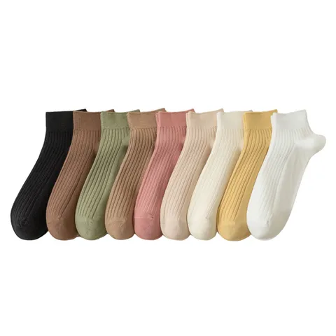 Damen Baumwolle Crew Socken Einfarbig Minimalistisch Lässig Kurz Mittelhoch Socken Atmungsaktiv Weich Tägliche Socken