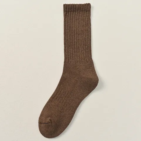 Herren Verdickte Frotteeboden Baumwolle Wadenlange Socken Einfarbig Schweißabsorbierend Geruchshemmend Handgenäht Winter Thermosocken