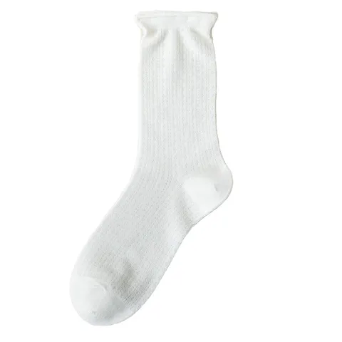 Damen Sommer Ultra Dünne Netz Gestapelte Socken Einfarbig Gerollter Bündchen Lässig Mittelhoch Baumwolle Socken Atmungsaktiv