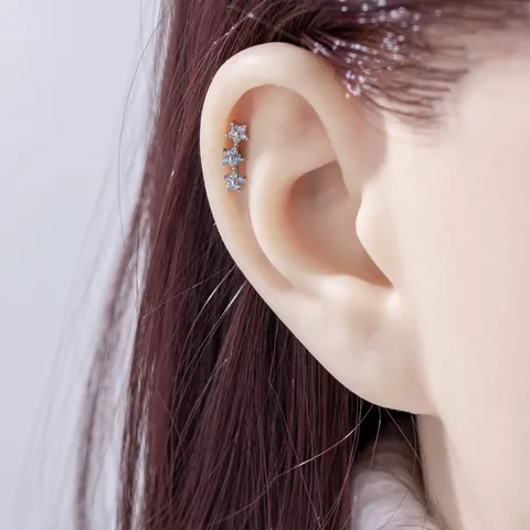 Titaniumlegering Koper Strass Bloem Kraakbeen Oorknopjes Fris Kleine Ster Rij Piercing Oor Labret Knop Sieraden Universeel
