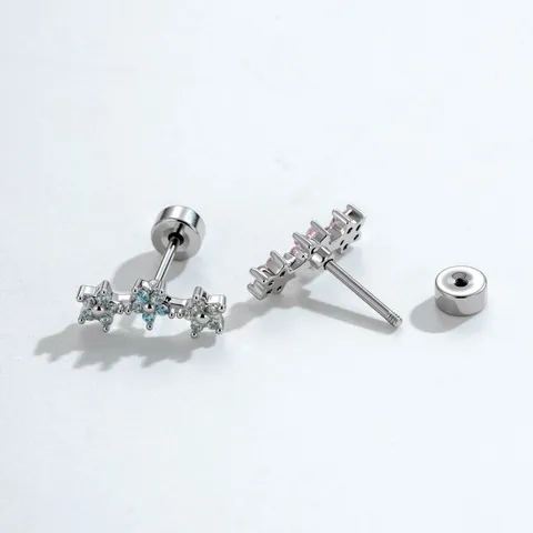 Titaniumlegering Koper Strass Bloem Kraakbeen Oorknopjes Fris Kleine Ster Rij Piercing Oor Labret Knop Sieraden Universeel