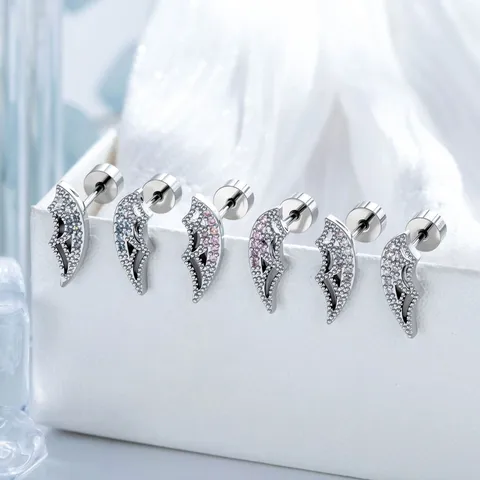 Titanlegierung Strass Knorpel Ohrstecker Einzigartige Segelboot Flügel Geometrische Piercing Stecker Für Unisex Alltag Schmuck Geschenk