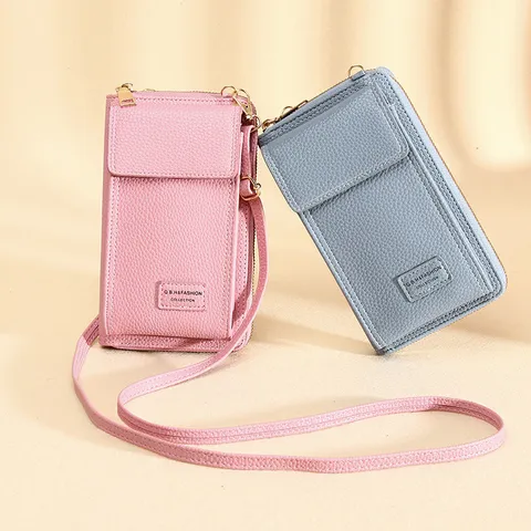 Dames Verticaal Telefoontasje Schoudertas Stedelijk Minimalistisch Effen Kleur Polyester Multifunctionele Portemonnee Met Verstelbare Schouderriem