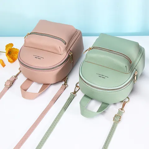Mini Sac à Dos de Mode pour Femmes Motif Litchi en Cuir PU Sac à Bandoulière Multi-positions Petit Sac à Main de Voyage