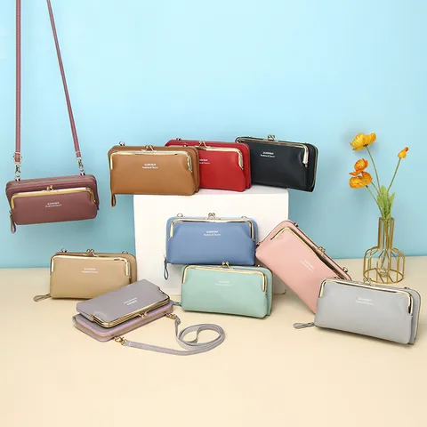 Damen Urban Minimalistische PU Leder Handytasche Horizontale Bügelverschluss Umhängetasche Kleine Geldbörse Für Reisen Alltag
