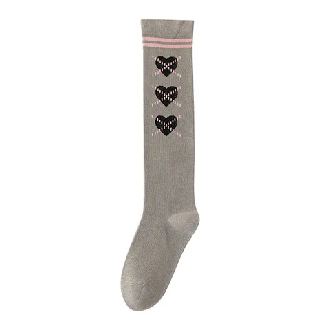 Damen Über dem Knie Kompressionsstrümpfe Herzmuster JK Uniform Student Sport Oberschenkelhohe Strümpfe Baumwollmischung Warme Lange Socken