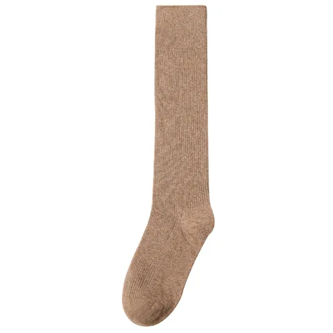 Damen Casual Baumwollmischung Einfarbig Gerippte Wadensocken Basic Alltagskleidung Elastisch Weich Atmungsaktive Lange Strümpfe