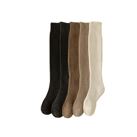 Thickened Cotton Terry Over The Knee Calf Socks Autumn Winter Warm Non Slip Solid Color Thermal Boot Socks For Women