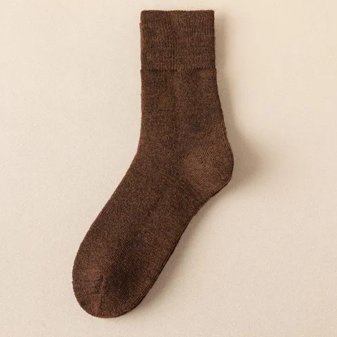 Men Thickened Thermal Wool Crew Socks Winter Warm Cold Proof Long Tube Socks Solid Color Casual Dress Socks