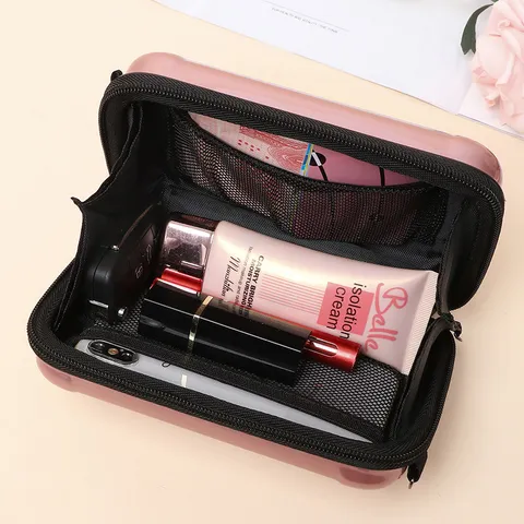 Mini Koffer Form Umhängetasche Handytasche PC Hartschale Wasserdicht Reise Kosmetiktasche Mit Breit Buchstaben Gurt Damen Herren