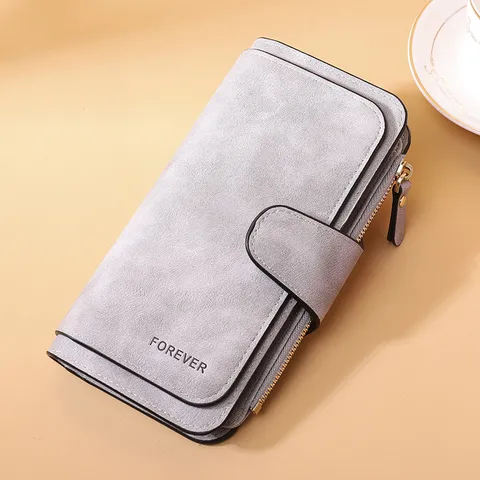 Women Matte PU Leather Long Trifold Wallet Luxury Clasp Multi Slot Card Purse Letter Print Elegant Clutch Handbag Money Organizer Gift