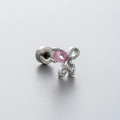 Roze Zirconia Oorknopjes 316 Roestvrij Staal Titaniumlegering Unieke Schroefsluiting Oorkraakbeen Piercing Sieraden Voor Vrouwen Vlinder Hart Planeet Kleine Oorbellen