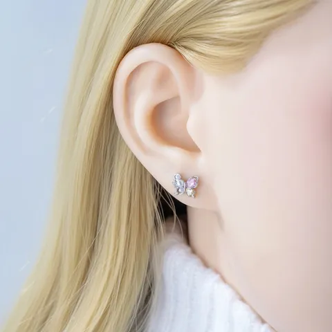 Titanlegierung Schmetterling Knorpelstecker Rosa Gelb Träne Zirkonia Künstliche Perle Schraubverschluss Helix Piercing Schmuck Für Damen