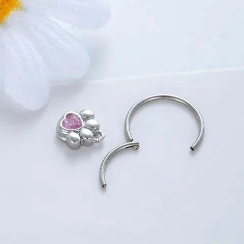 Orecchini a Cerchio Senza Cuciture Niche Design Cuore Ali di Angelo Stella Zampa di Gatto Croce Campanello Ciondolo Gioielli Piercing Acciaio Inox Rame Strass