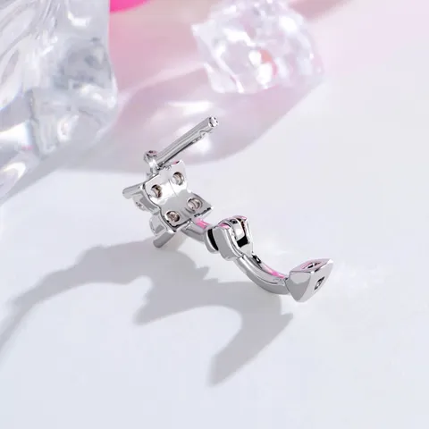 Sweet Copper Rhinestone Four Petal Flower Huggie Hoop Earrings Small Cute Cartilage Stud Ear Buckle Piercing Jewelry For Women