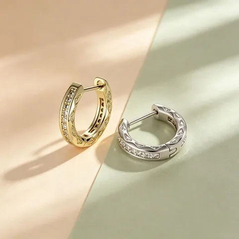 Niche Retro 316L Stainless Steel Geometric Rhinestone Ear Cartilage Hoop Earrings For Women Luxury Coffee Gold Silver Huggie Earrings Jewelry