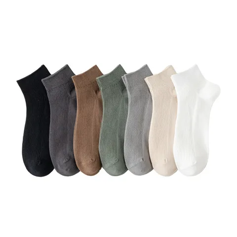 Herren Casual Baumwolle Crew Socken Einflarbig Gerippt Atmungsaktiv Schweißabsorbierend Alltägliche Socken