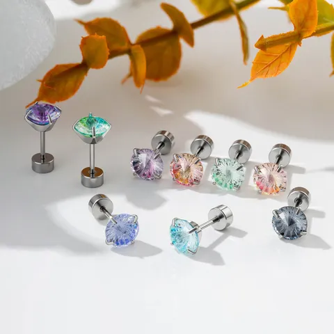 Reuzenrad Slijpvorm Gradiënt Kraakbeen Piercing Titanium Staal Legering Strass Helix Piercing Schroefsluiting Stoere Oorsieraden