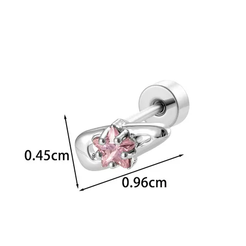 Delicate Star Zirconia Cartilage Stud Earrings For Women Tiny Hair Clip Shape Titanium Alloy Ear Bone Piercing Jewelry