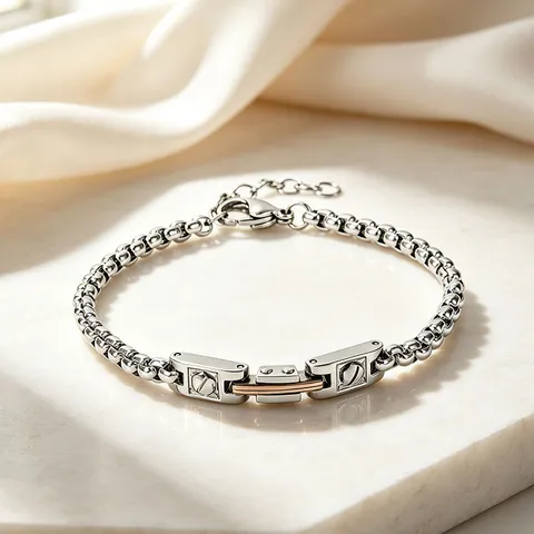 Industrial Stainless Steel Watch Band Chain Bracelet Polished Screw Motif Box Chain Link Bangle For Unisex Fashion Commuting Gift Jewelry