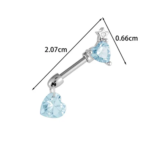 Sweet Titanium Alloy Stainless Steel Heart Rhinestone Cartilage Stud Earrings Star Nipple Rings Barbell Piercing Body Jewelry For Women