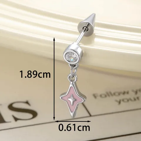 304 Stainless Steel Cartilage Stud Earrings Rhinestone Crystal Star Cross Heart Angel Wings Pendant Body Piercing Jewelry For Unisex