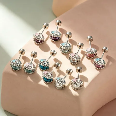 Ocean Theme Seashell Cartilage Stud Earring Helix Piercing Jewelry With Rhinestone Starfish Pattern Oil Drip Enamel Piercing Stud For Women Men Casual Jewelry Gift