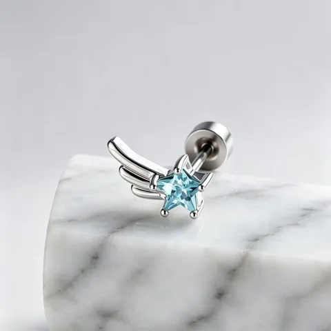 Minimalist Alloy Star Wing Stud Earrings With Rhinestone Elegant Silver Color Planet Wing Earrings For Women Fashion Jewelry Gift