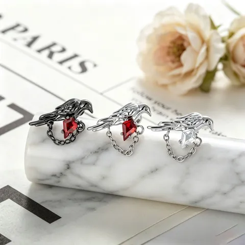 Pendientes Colgantes de Pájaro de Acero de Titanio Con Detalles de Strass Diseño de Nicho Cadena Larga para Mujer Hombre Joyería