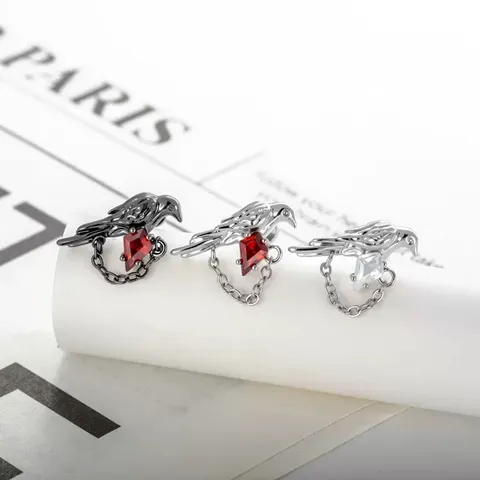 Pendientes Colgantes de Pájaro de Acero de Titanio Con Detalles de Strass Diseño de Nicho Cadena Larga para Mujer Hombre Joyería