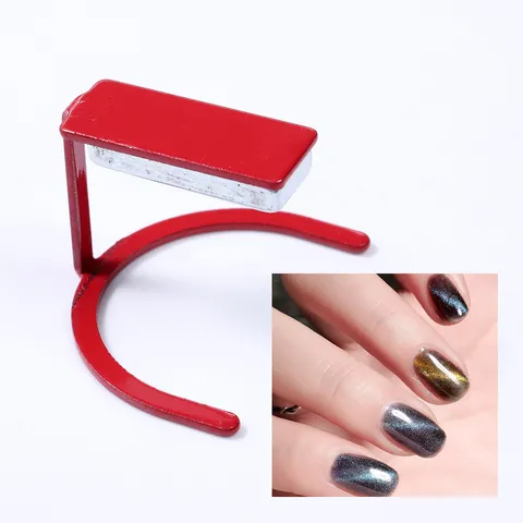 Professional Red U-Shaped Cat Eye Nail Magnet Tool Strong Magnetic Effect For Gel Polish Salon Home DIY Nail Art Decoration