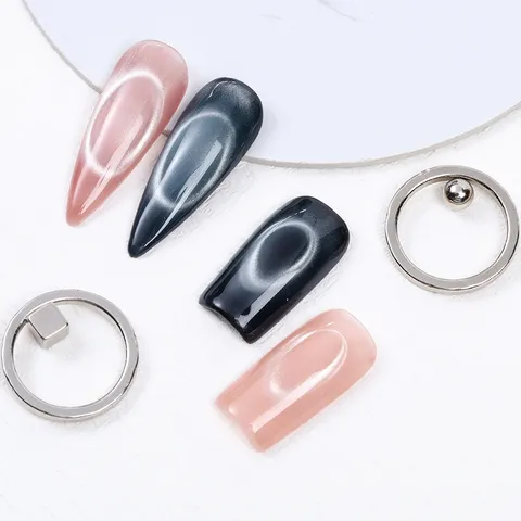 Professional Strong Cat Eye Nail Magnet Ring Tool For Manicure Gel Polish Stainless Steel Circular Magnetic Wand Nail Art Tool
