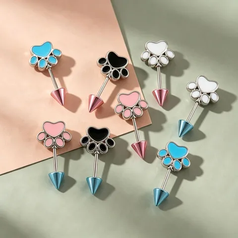 Kattenpoot Emaille Kraakbeen Oorknopjes Kleine Spike Schroefsluiting Helix Piercing Kraakbeen Sieraden Accessoires voor Dames