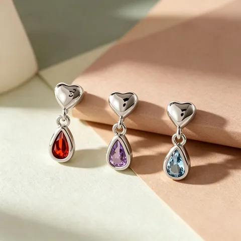 Boucles d'Oreilles de Cartilage Pendentif Cœur Goutte d'Eau en Acier Inoxydable Zirconia Vis à Double Tête Bijoux de Piercing pour Femmes