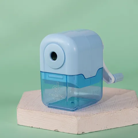 Children Hand Crank Pencil Sharpener Cute Cartoon Manual Pencil Sharpener Transparent Shavings Box Student Stationery