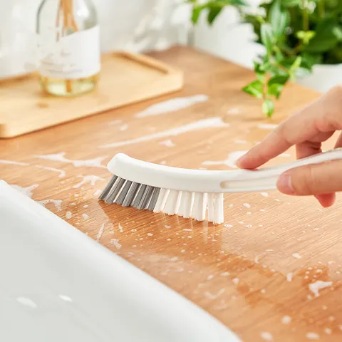 Japanese Minimalist Crevice Cleaning Brush Long Curved Handle Multi Purpose Window Bathroom Slot Cleaning Brush Home Tool
