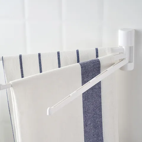 Modern Weiß Wandmontiert Drehbar Handtuchhalter Ohne Bohren Kleber Platzsparend Geschirrtuchhalter Aufbewahrungsständer Für Bad Küche