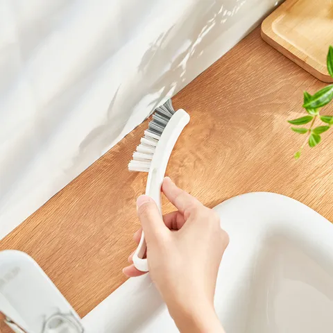 Japanese Minimalist Crevice Cleaning Brush Long Curved Handle Multi Purpose Window Bathroom Slot Cleaning Brush Home Tool