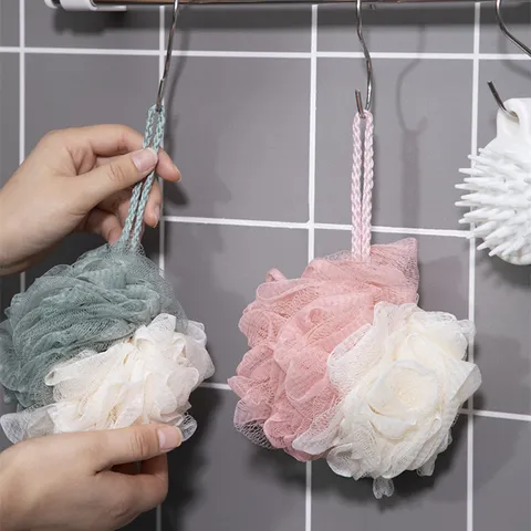 Große Badekugel Im Japanischen Stil Zweifarbig Spleißen Nylon Duschschwamm Reichlich Schaum Mit Aufhängeseil Bad Zubehör