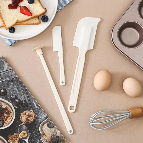 Japanischer Stil Silikon Teigschaber Hitzebeständiges Backwerkzeug Für Creme Teig Mischen Küchenschaber Mit Aufhängeloch Weißes Kochwerkzeug