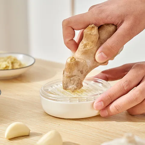 Manual Mini Garlic Grater Ginger Crusher Multifunctional Complementary Baby Food Masher Dual-Sided Grinding Plates Base Anti-Slip Rubber Pads Compact Kitchen Tools