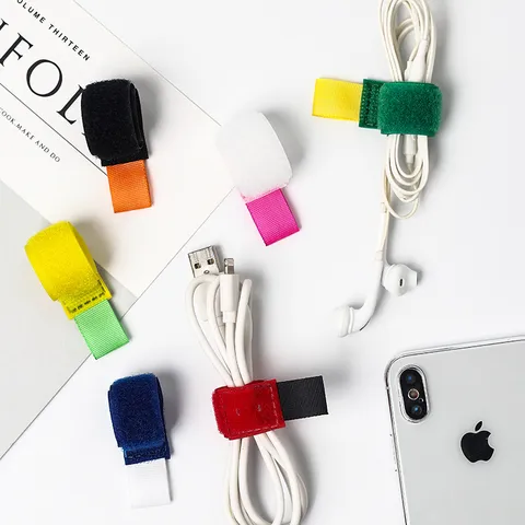 Attaches de Câbles en Nylon Réutilisables Auto-adhésives Multicolores Sangles de Gestion pour Organisateur Maison Bureau