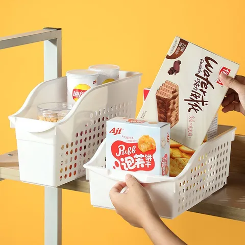 Japanese Style Plastic Hollow Storage Basket With Wheels Kitchen Cabinet Desktop Organizer Snack Toys Bathroom Sorting Bin