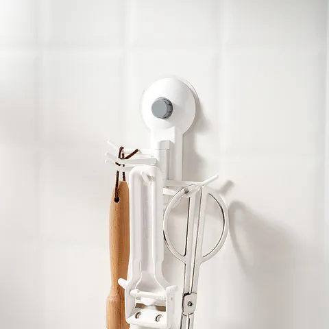 Japanischer Minimalist Vakuum-Saugnapf Wandhaken ABS Drehbarer 6-Arm Schwenkhaken Für Küche Badezimmer Wandhaken Ohne Bohren